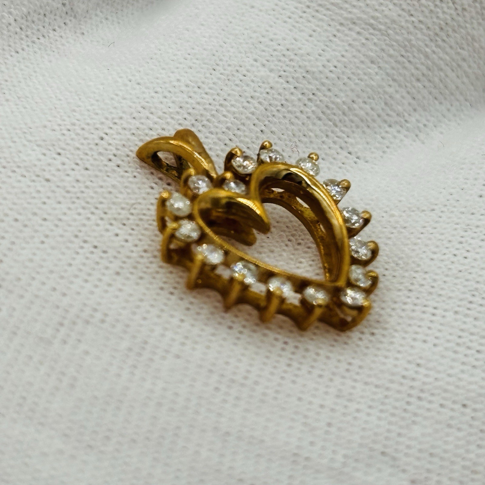Gold Plated and CZ Pendant Open Heart .75″