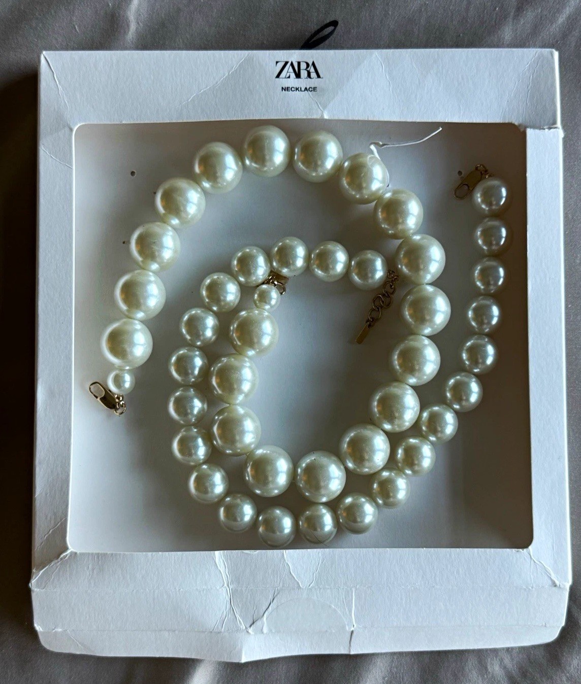 Zara 2-Pack White Pearl Beaded Statement Necklaces