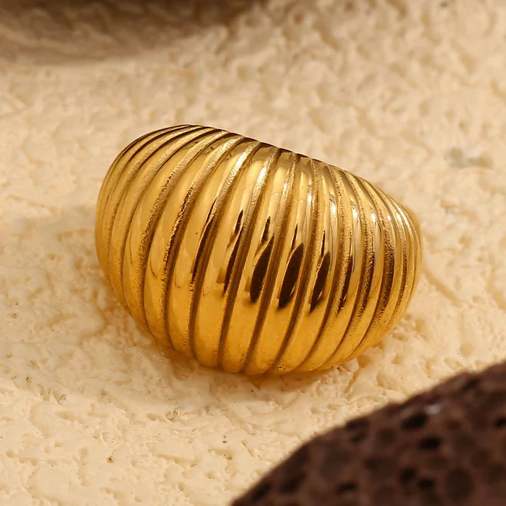 Gold plated dome ring brass metal unisex boho ring for gift