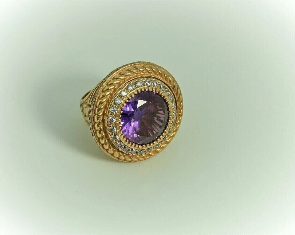 2.50 Ct Round Cut Simulated Amethyst Men’s Bishop Ring 14k Yellow Gold Plated