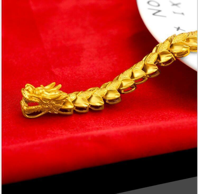 Men’s Dragon 22k 23k 24k Thai Baht Yellow Gold Gp Bracelet 8.2inch30g
