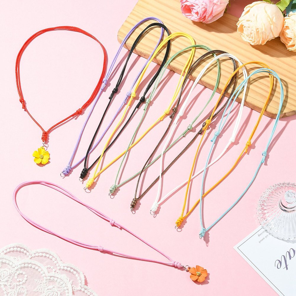 10x Polyester Cord Necklace Making w / Stainless Steel Jump Ring for DIY Jewelry