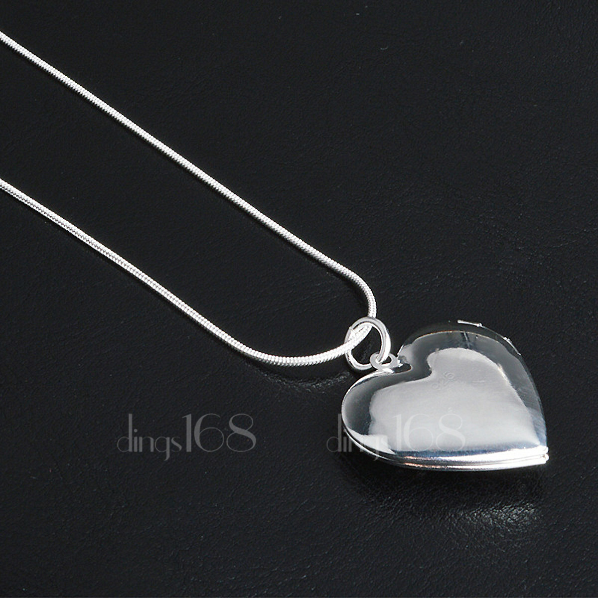 925 Sterling Silver Heart Open Locket Rose Flower Pendant + Necklace Chain H42