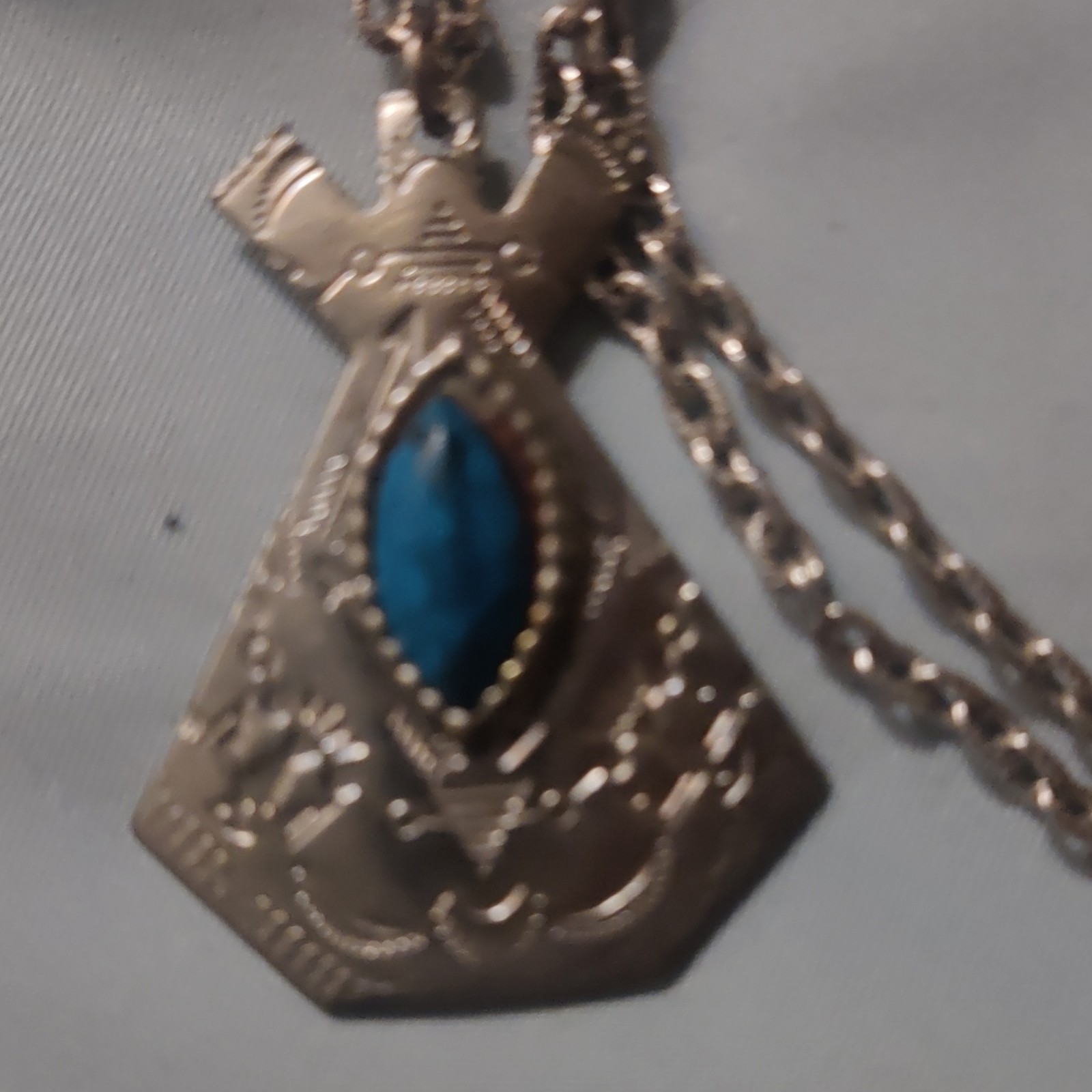 Genuine Native turquoise and sterling silver necklace.
