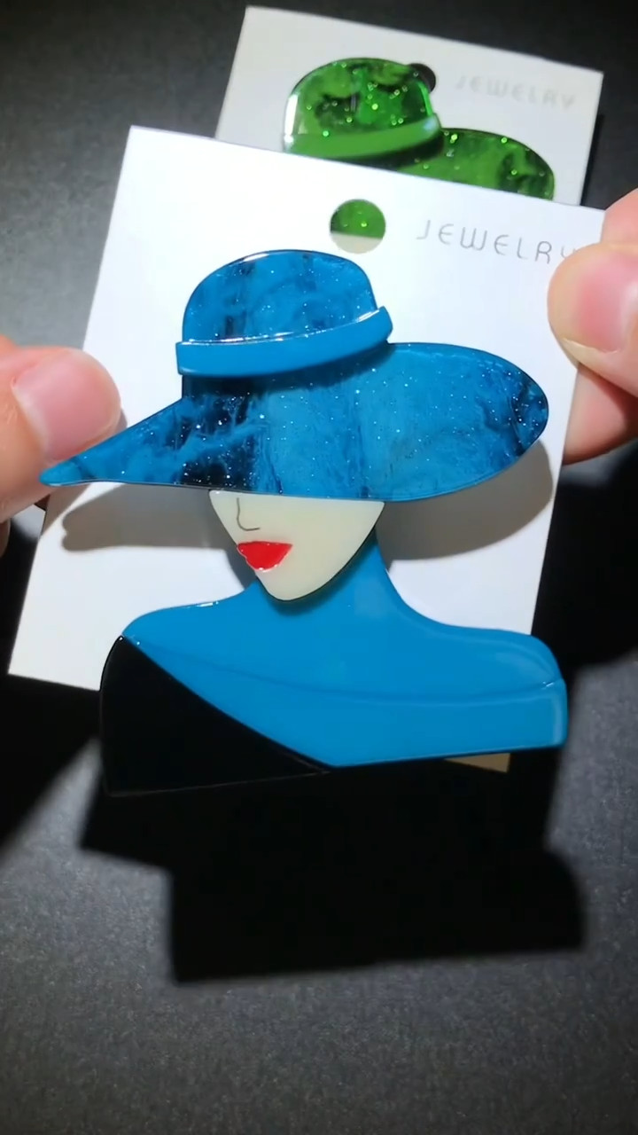 Acrylic Beautiful Lady Brooches For Women Modern Girl Figure Party Office Brooch