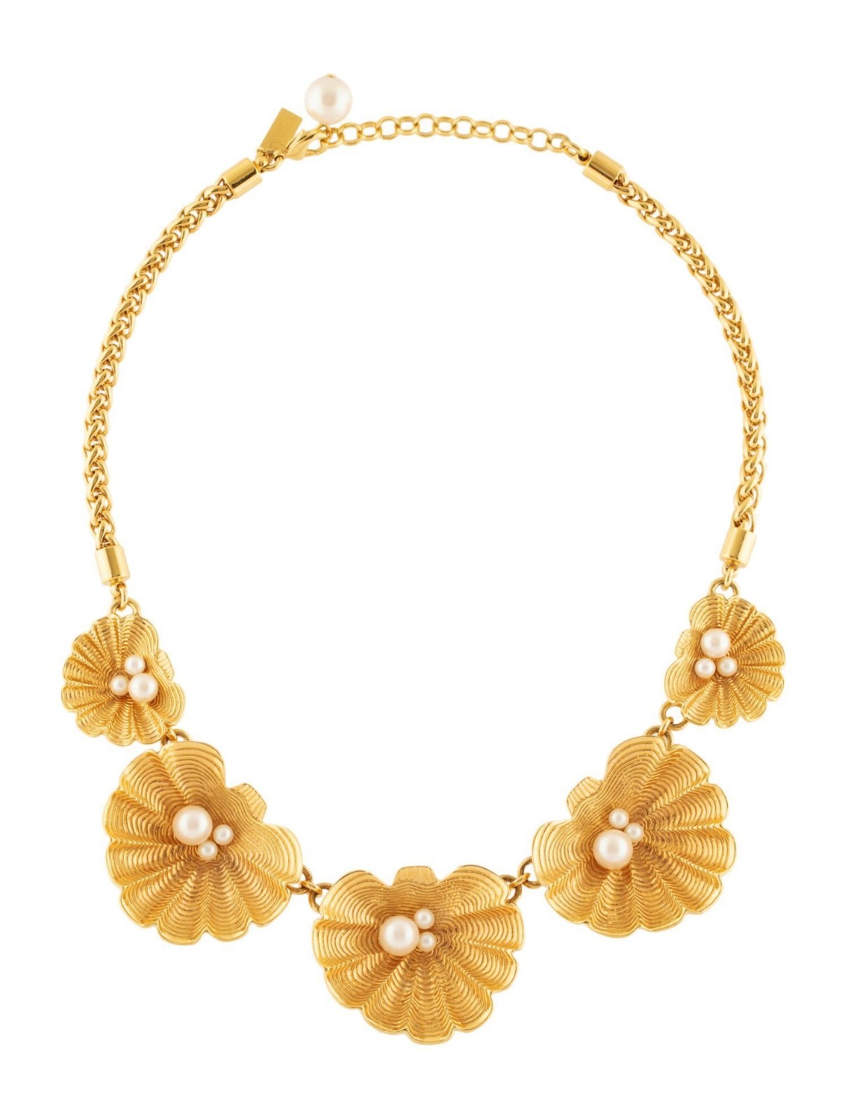 Kate Spade Monterey Bay Short Clamshell Gold Pearl Necklace clam seashell shell