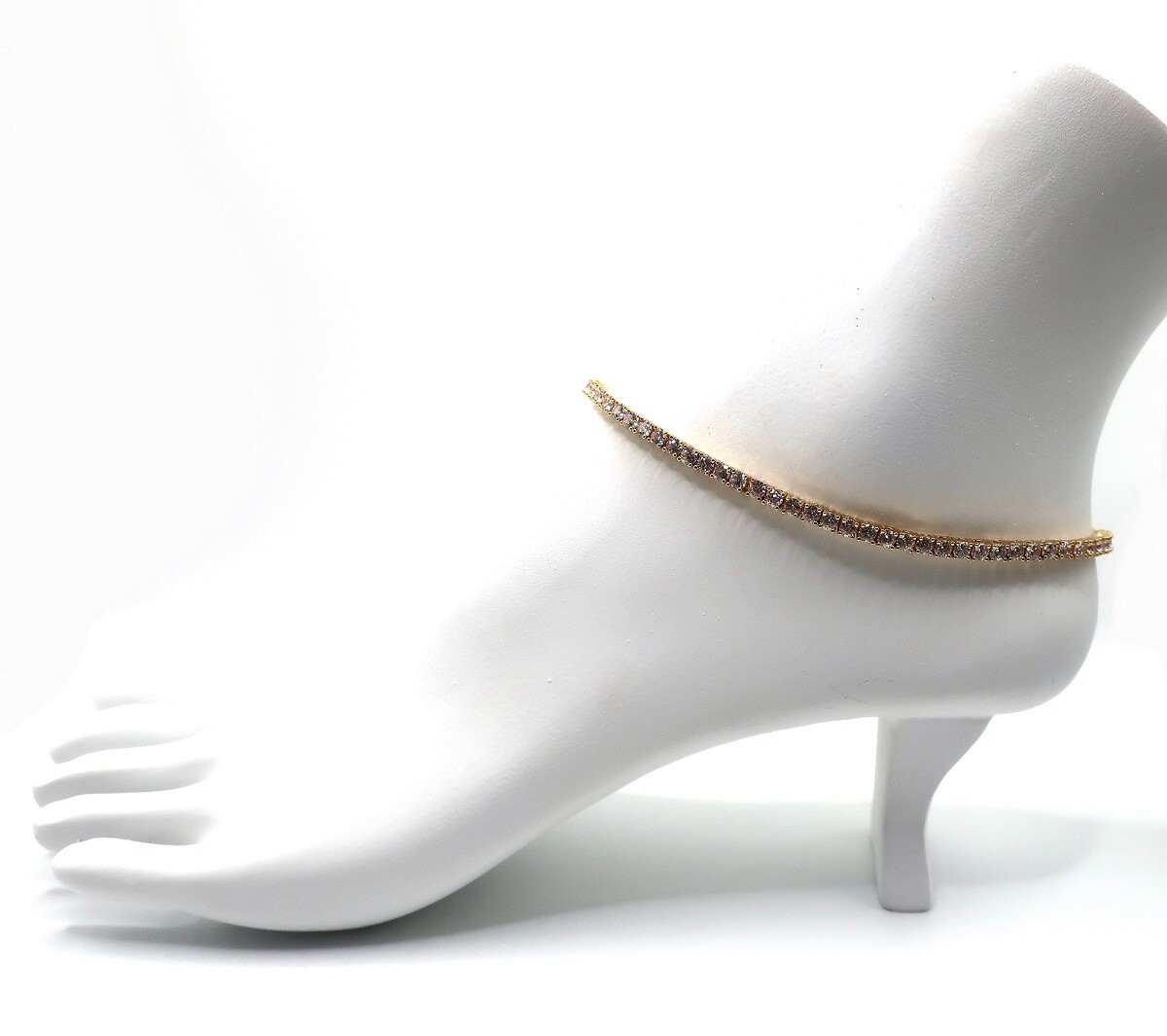 Women’s 3mm 11 ” Round Cut Cubic Zirconia Tennis Chain Anklet Ankle Bracelet