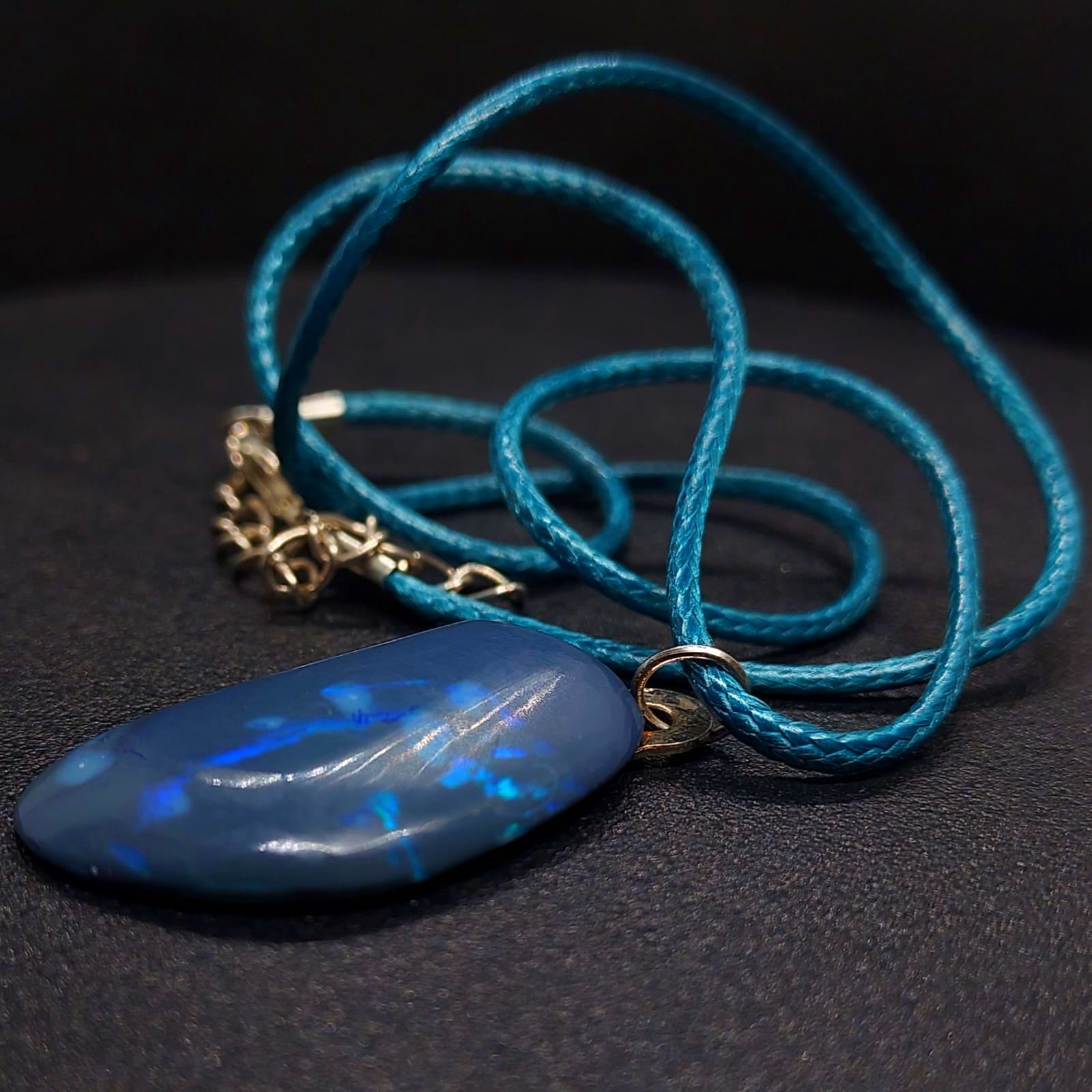 16.31ct Huge Solid Black Opal Lightning Ridge Vibrant Galaxy Polished Pendant✨️