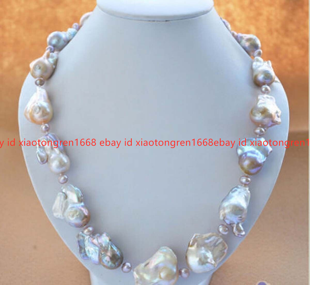 HUGE 15X20MM PINK LAVENDER BAROQUE KESHI REBORN PEARL NECKLACE 18-30 INCHES