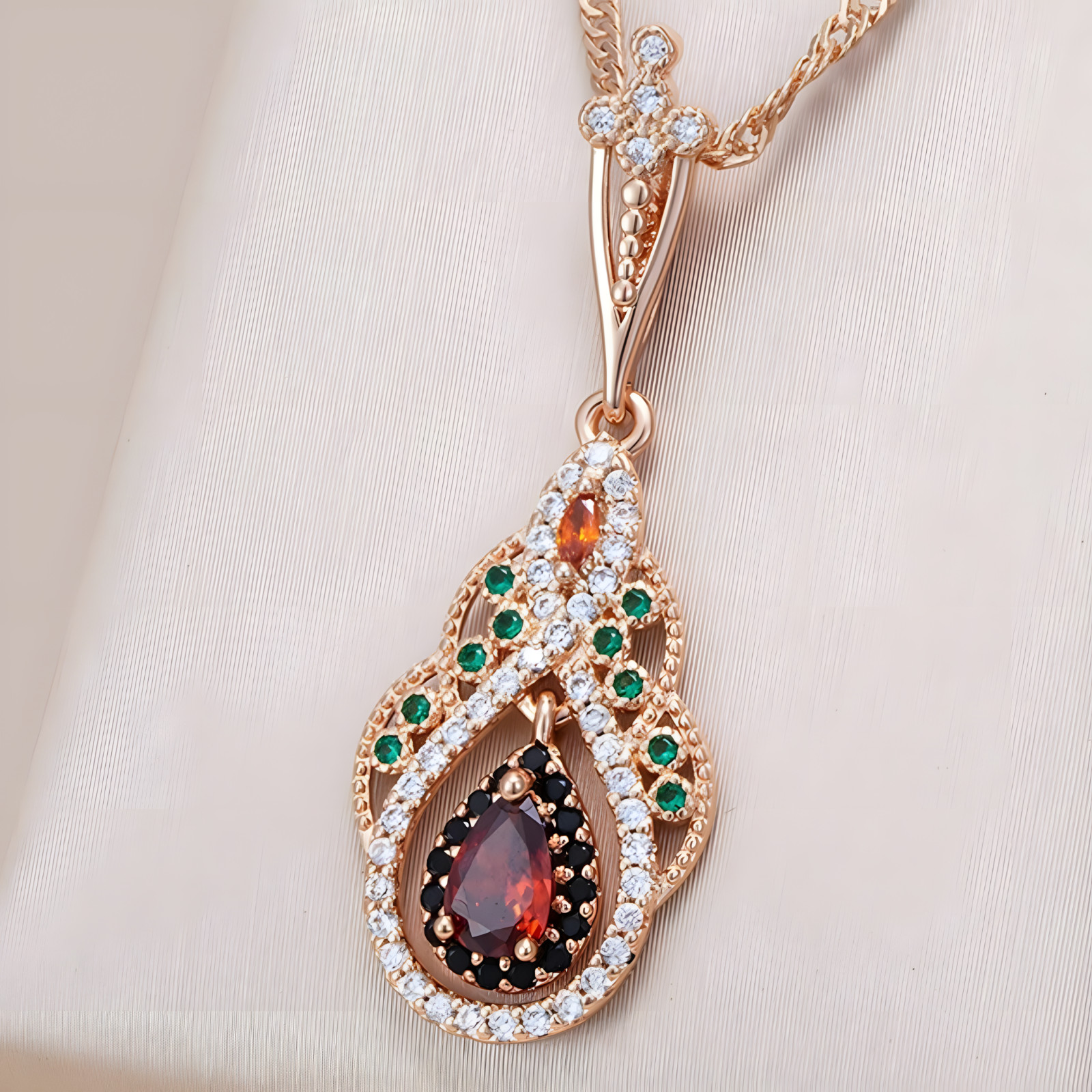 Unified Jewellery Arabian Alloy Crystal Pendant Necklace Gold-Tone Geometric 580