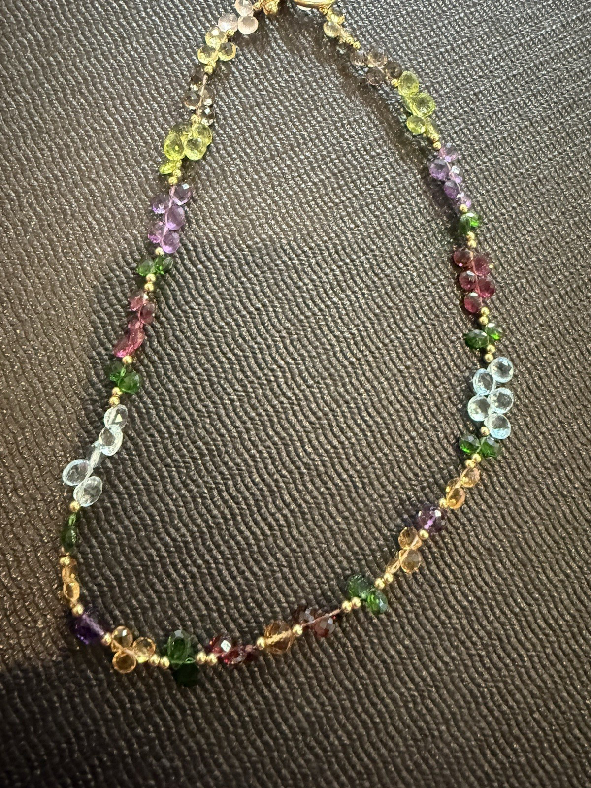semi precious stoned gold plated 16″ necklace STUNNING!