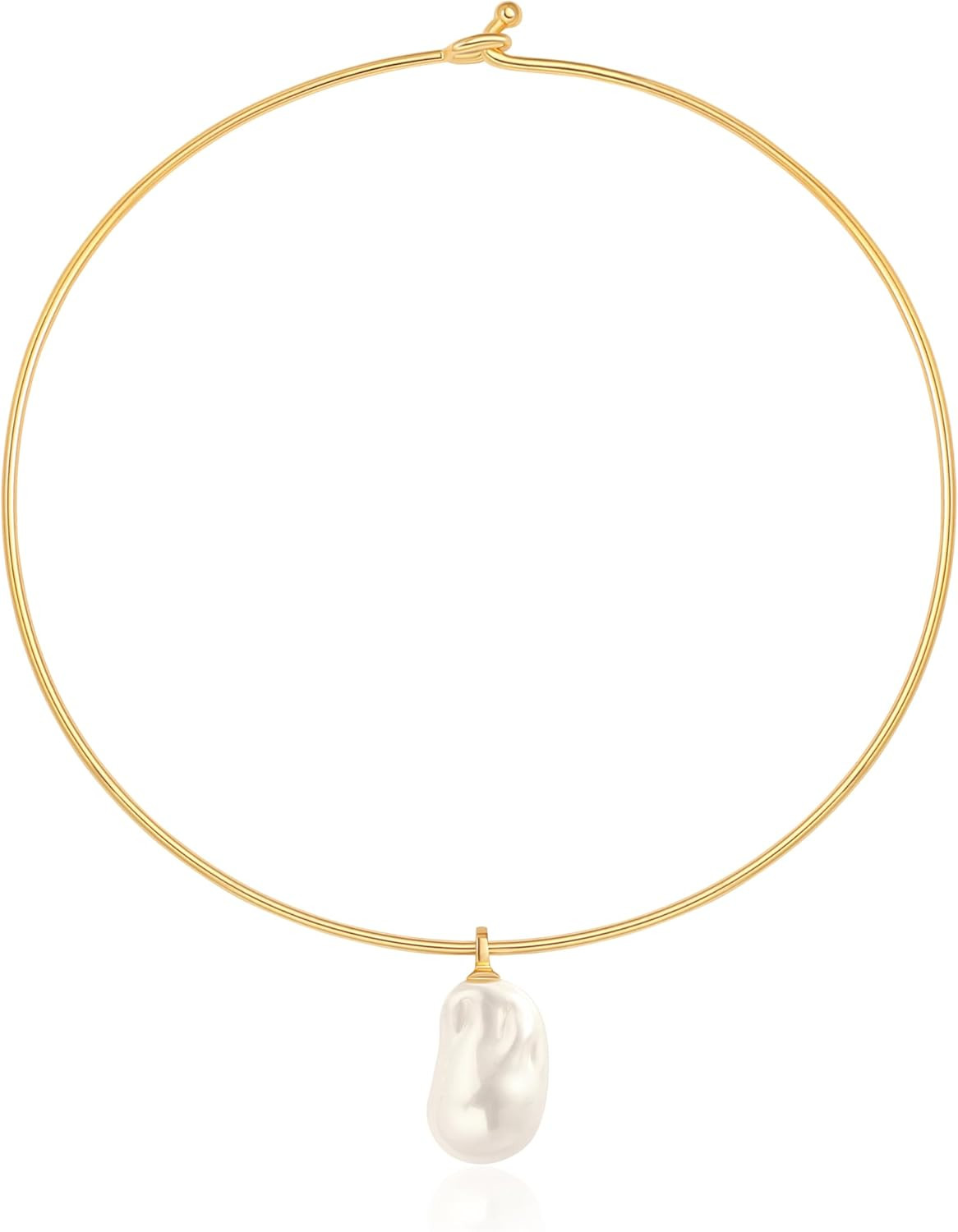18K Gold Plated Cuff Choker Necklace for Women Chunky Wire Chain Collar Jewelry