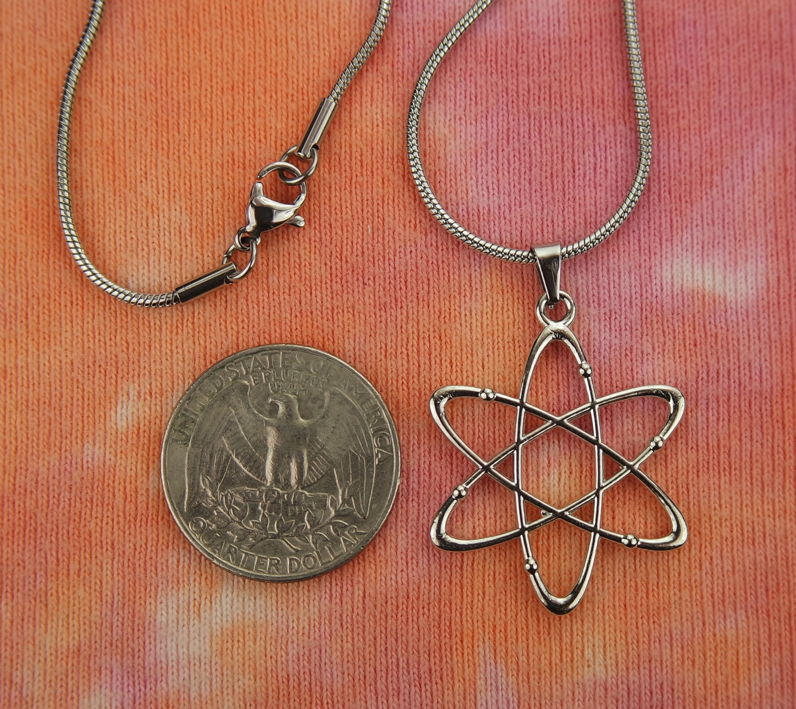 Atomic Whirl Necklace Bohr Atom Nuclear American Atheist Symbol Charm Pendant