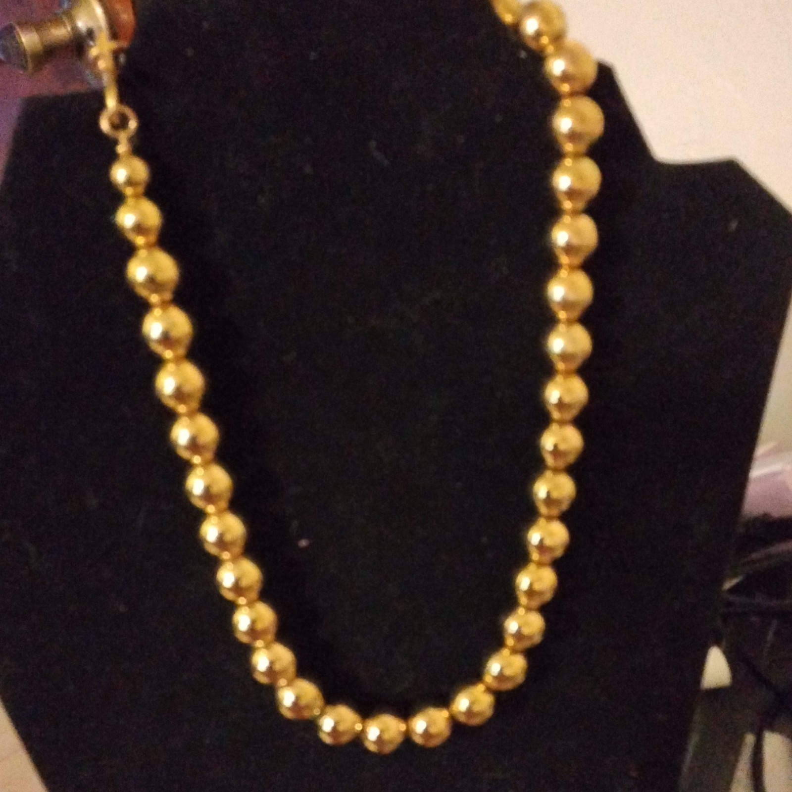 Gold Tone Metal Beaded Necklace – Gold Ball/Bead Chain, No Stone, Fashion