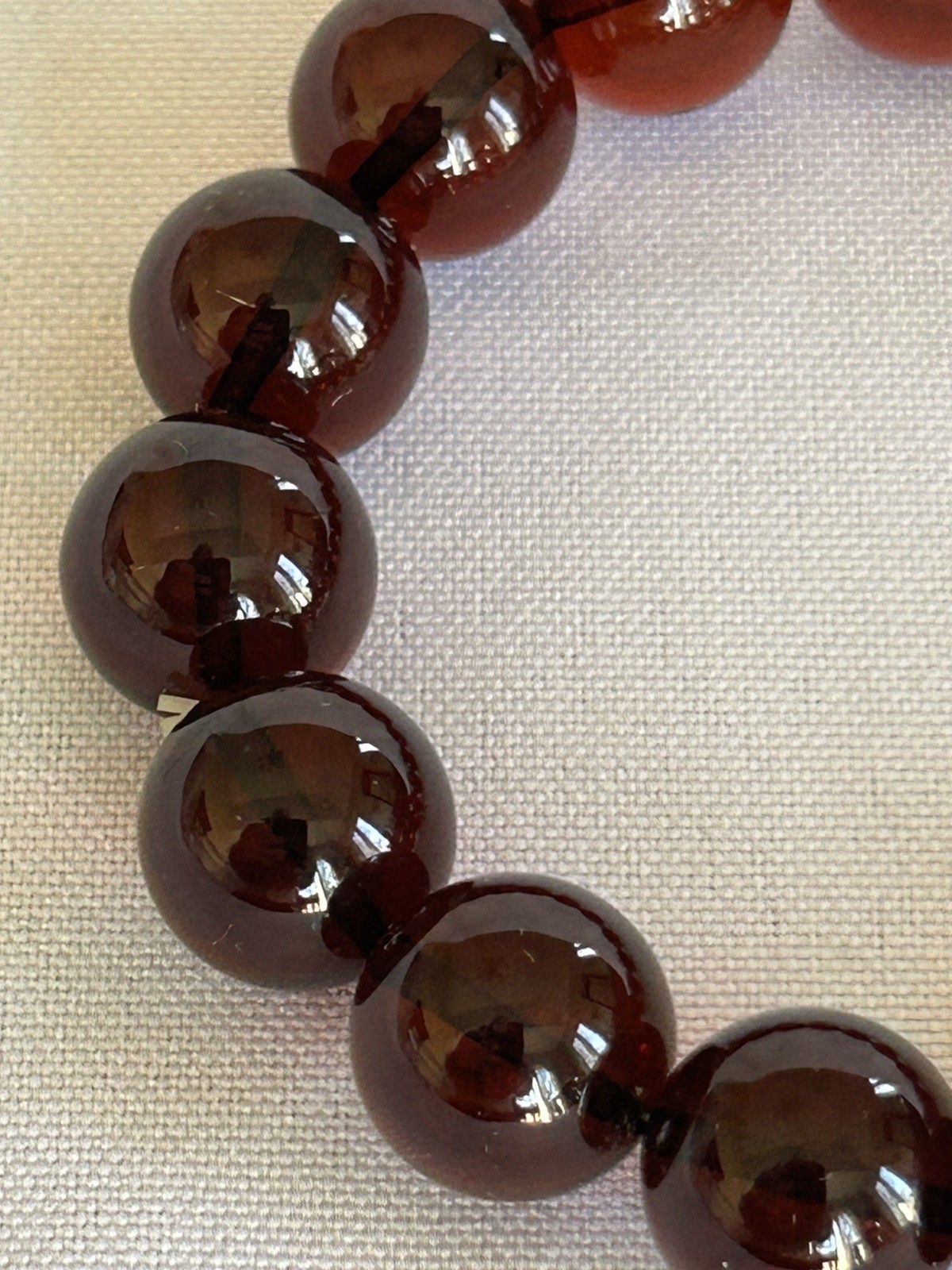 Cherry Baltic Amber Round Beads Bracelet, 100% Natural Amber 12mm, 18.1grams
