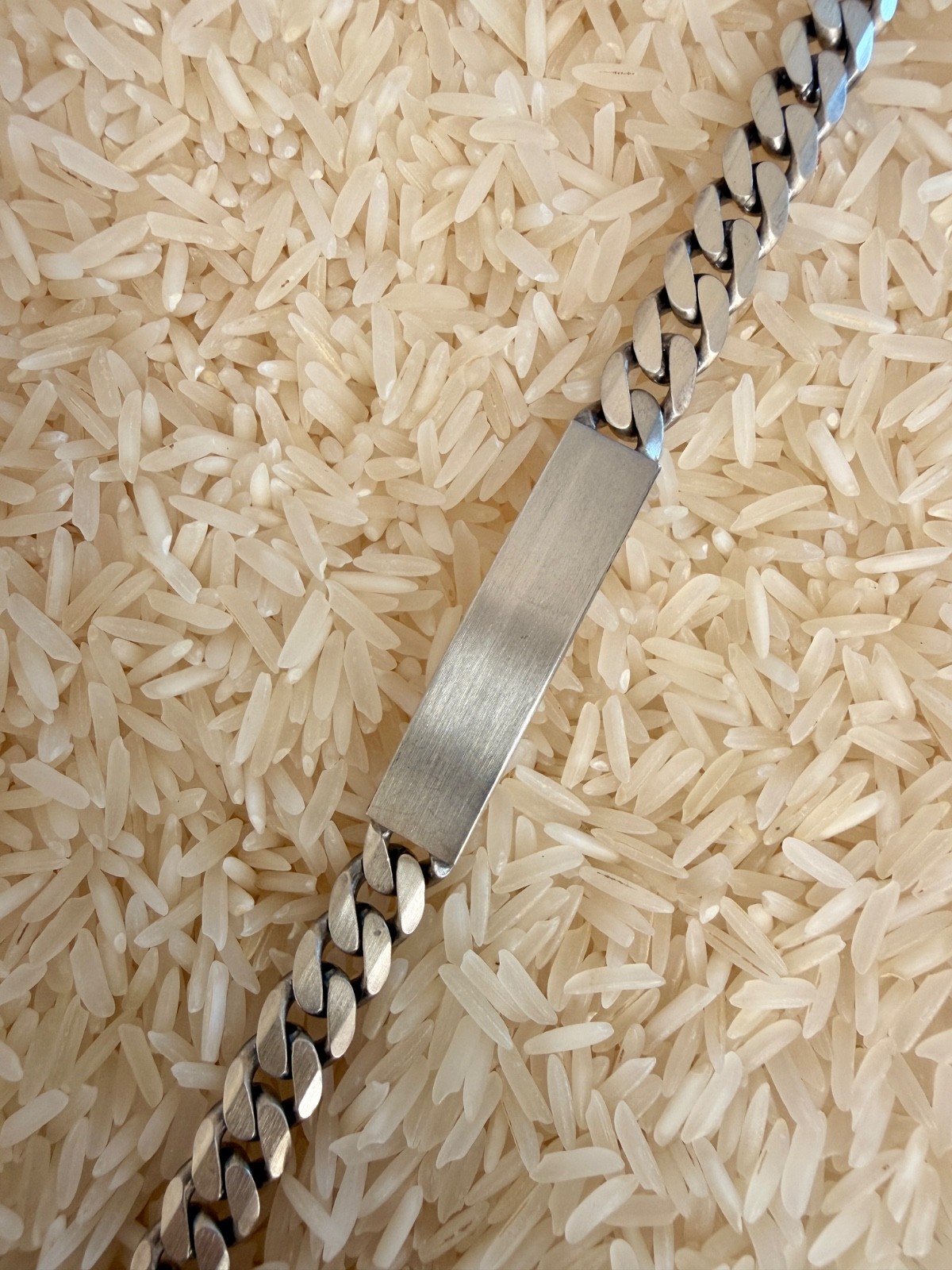 Sterling silver 925 brushed Silver Mens Curb chain ID Bracelet 22.6g