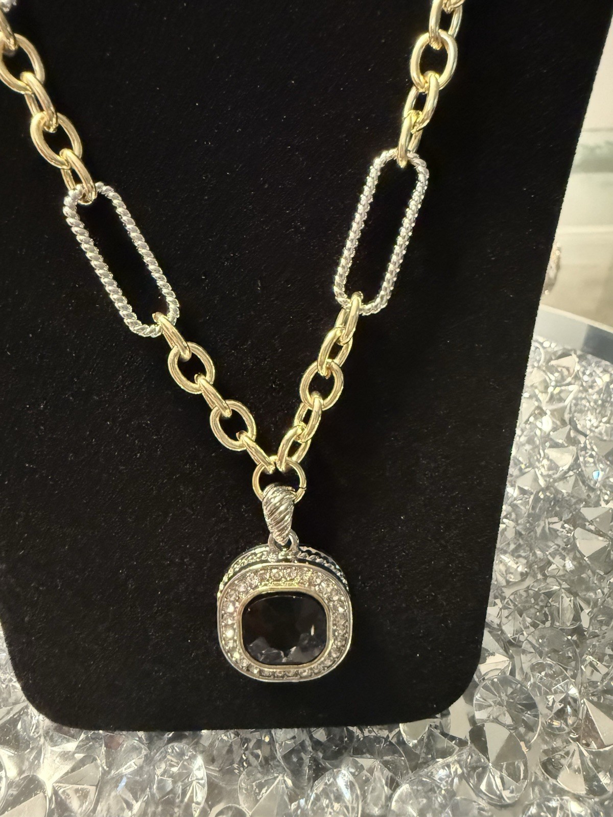 Mixed Metal Chain Necklace | Gold & Silver Link Statement Chain | Luxury Jewelry