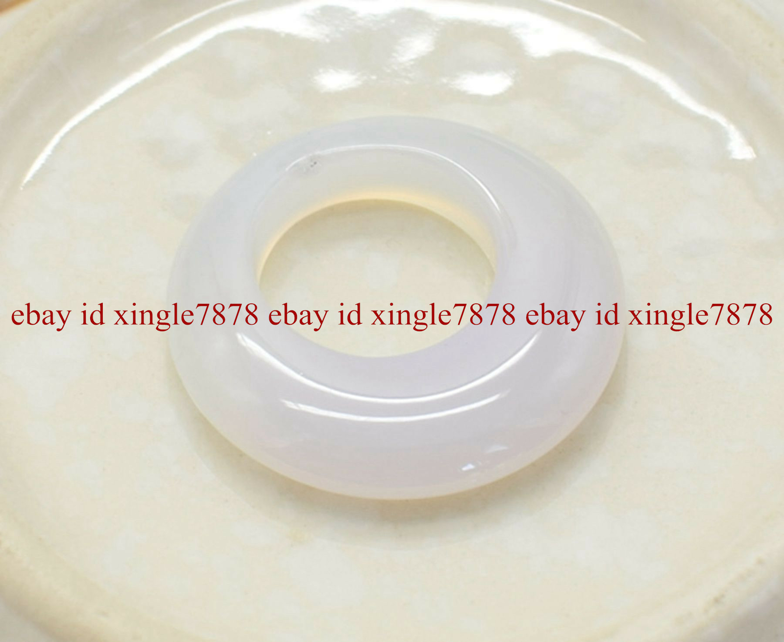 Natural 30mm White Sri Lanka Moonstone Circle Donut Pendant Lucky Amulet