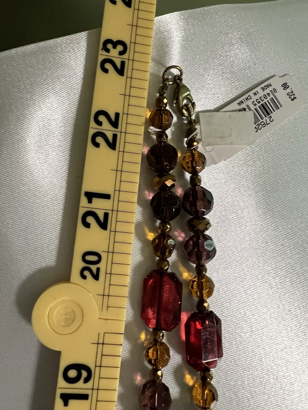 Multi Strand Statement Necklace Autumn Burgundy Amber Faceted Beaded 3 Tier NWT