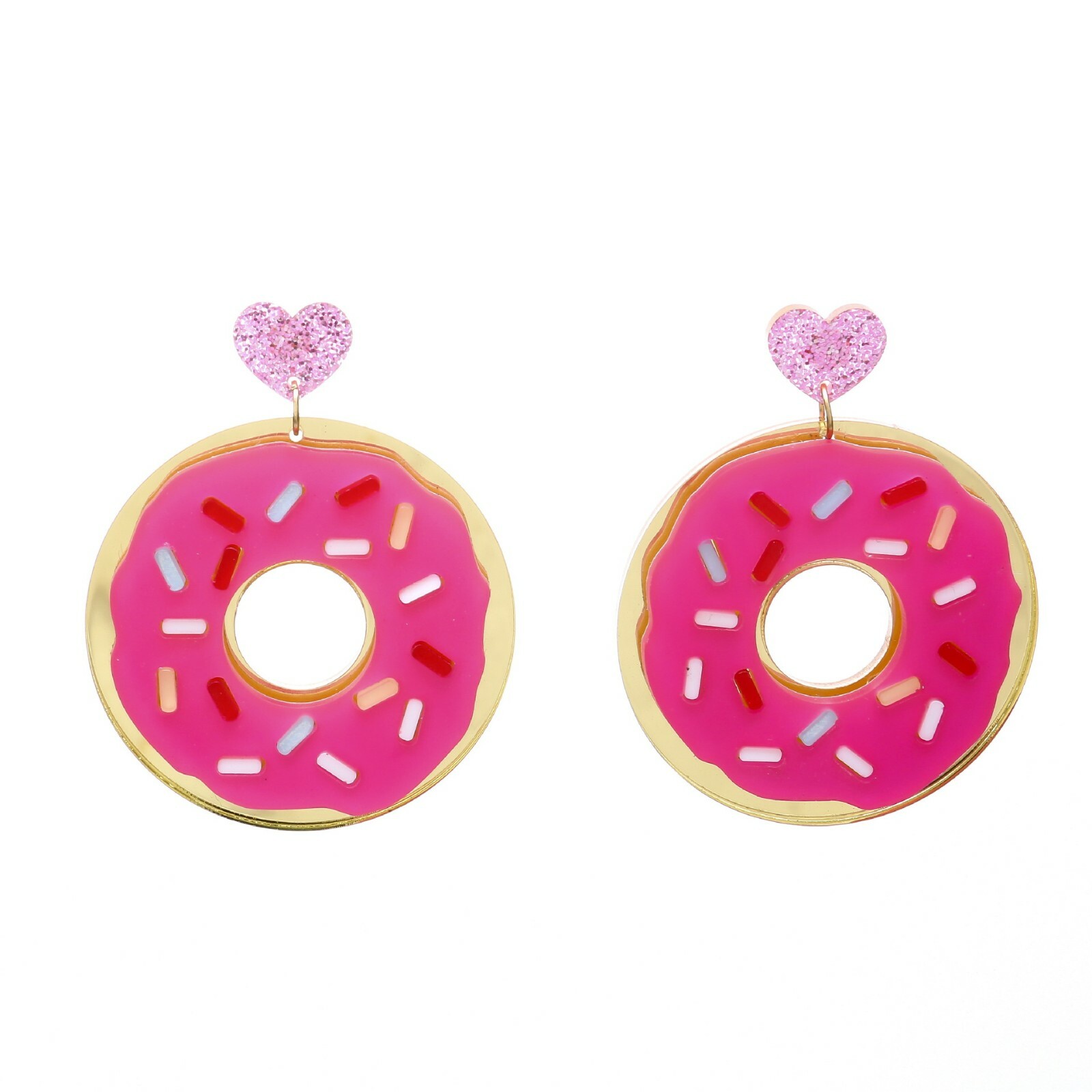 Cute Food Themed Exaggerated Acrylic Dangle Earrings – Donut, Burger, Cupcake