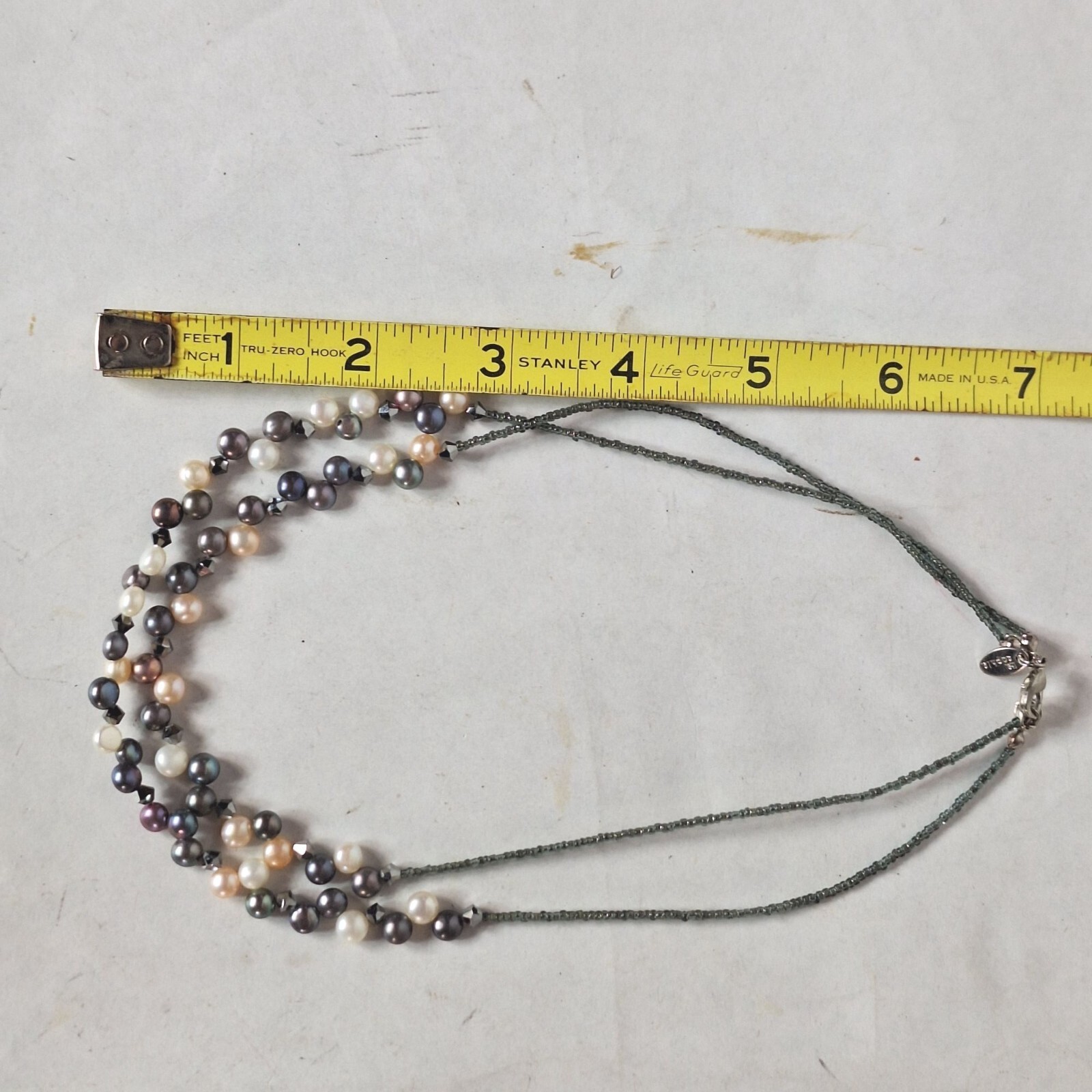 Lia Sophia Double Strand Pink White Gray Pearl Necklace Womens Costume Jewelry