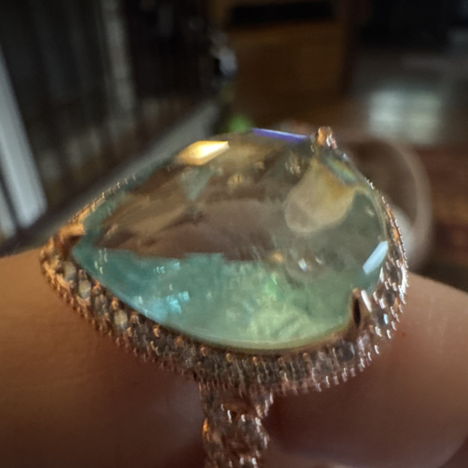 Color Changing Aquamarine to Rubellite Rose Gold Plated Teardrop Cocktail Ring …