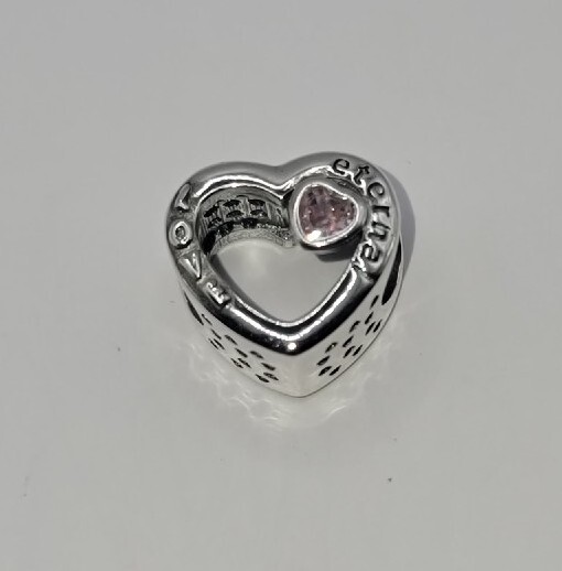 🔅 New 925 Sterling Silver Sparkling Eternal LOVE Heart Charm