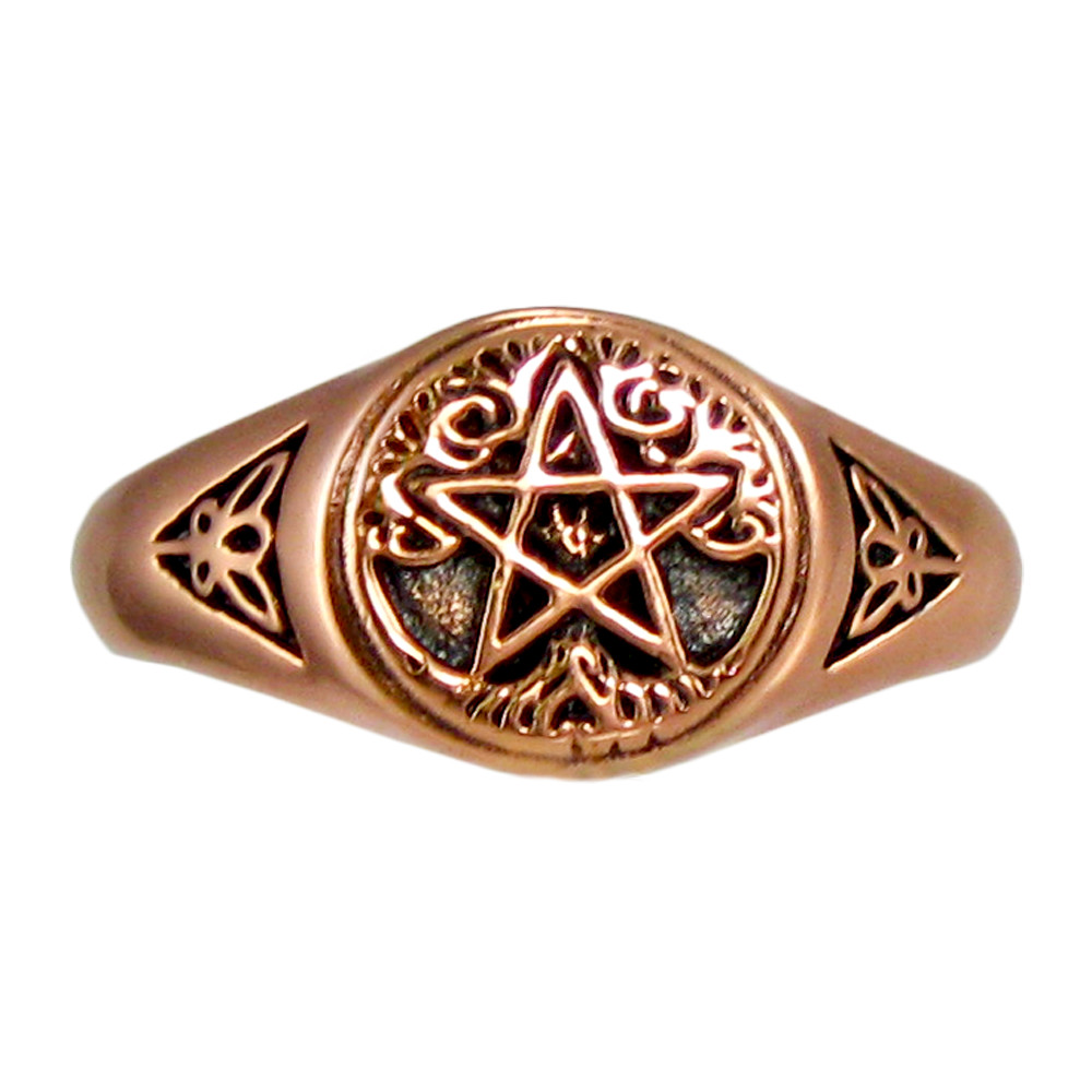 Copper Tree Pentacle Pentagram Ring Wiccan Band Pagan Tree Of Life Yggdrasil