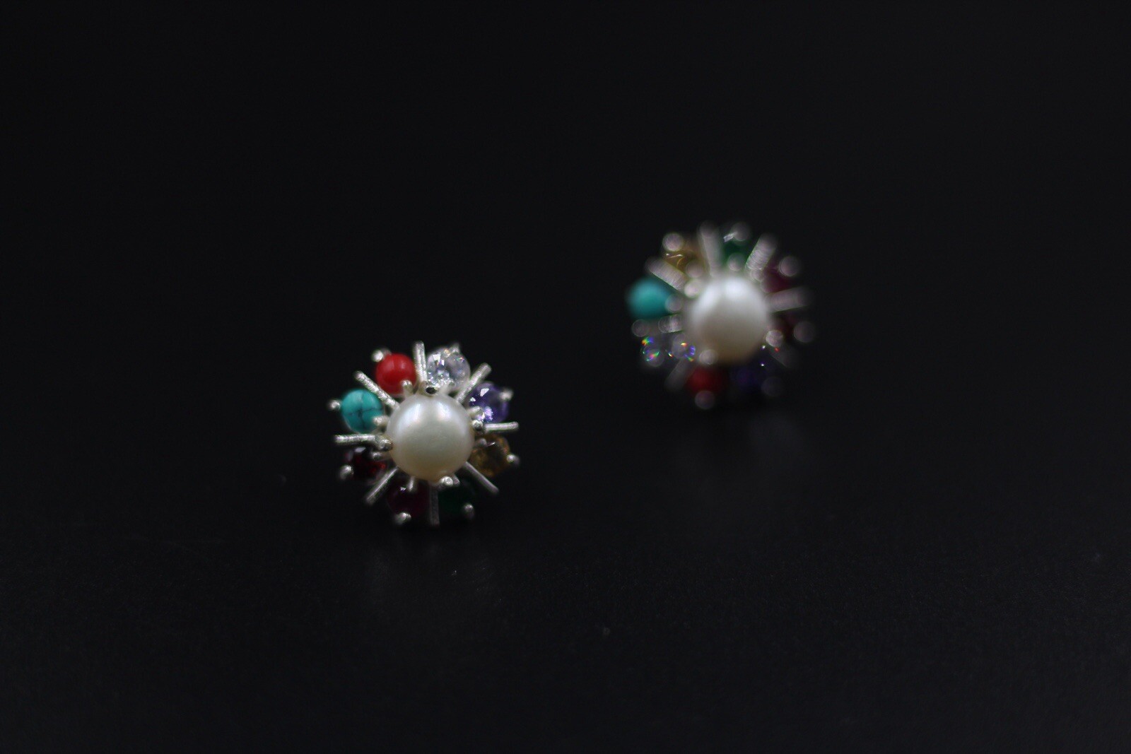 Stud Navratan Earring , Perfect gift for her , Cultural earring , free shipping