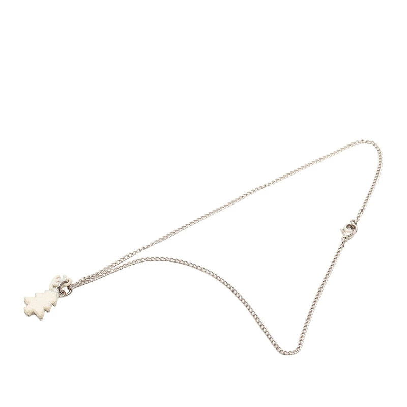 CHANEL Cocomark Necklace Silver & White Metal Women’s 16.5in Top 0.5in