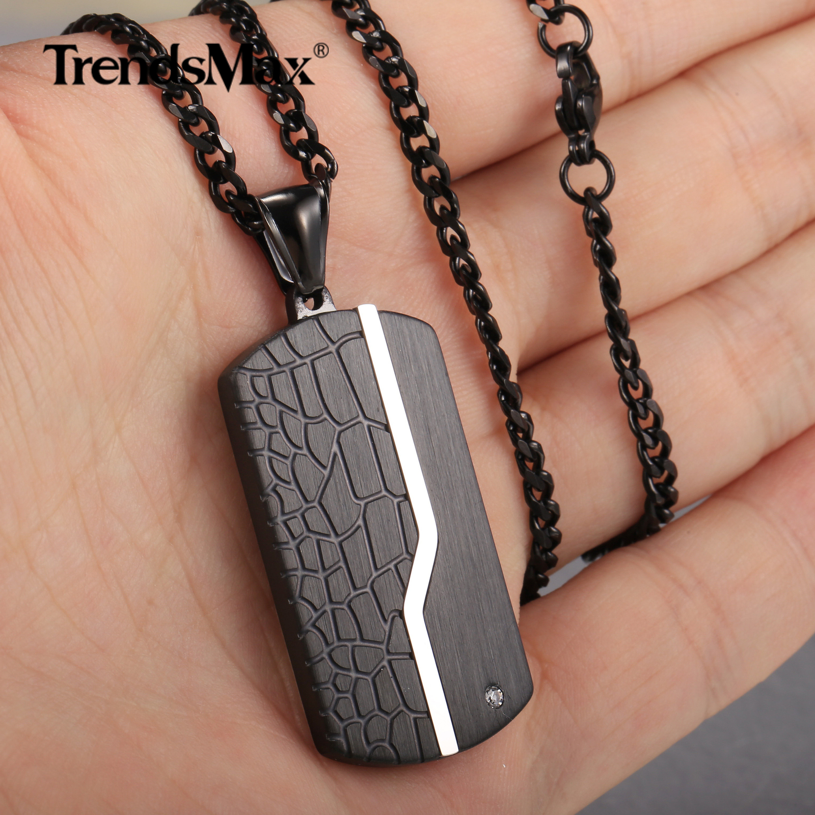 Black Stainless Steel Dog Tag Pendant Necklace Men’s Chain Gift 18/20/22/24 inch