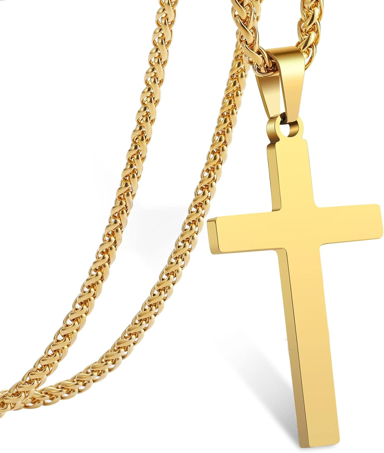 Cross Necklace for Men Boys Women 16-24 Inches Stainless Steel Cross Pendant Cha