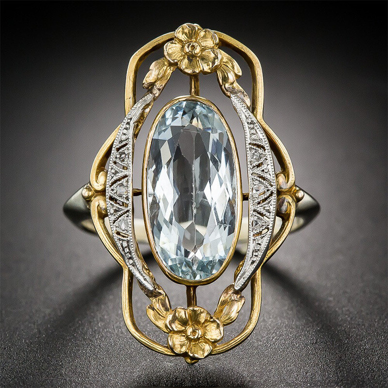 Two Tone 925 Silver Filled Wedding Elegant Cubic Zircon Women Jewelry Size 6-10