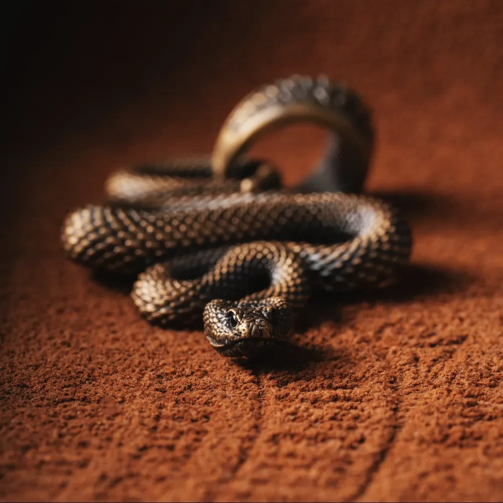 Brass Snake Pendant Necklace Viper Handmade Jewelry Gift Goth Animal for Men