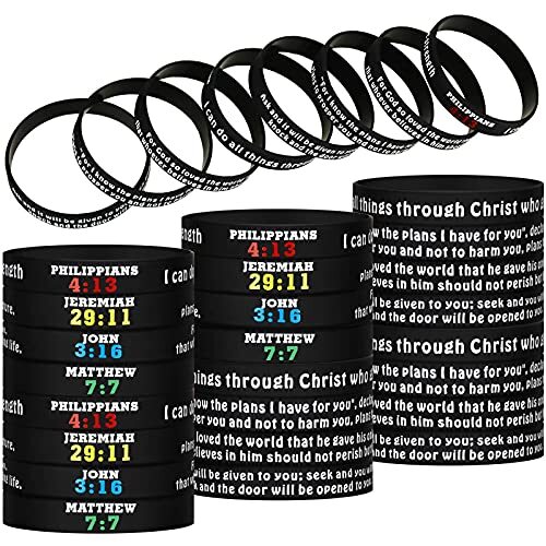 Inspirational Bible Verses Religious Christian Silicone Rubber Bracelets, 48 Pcs