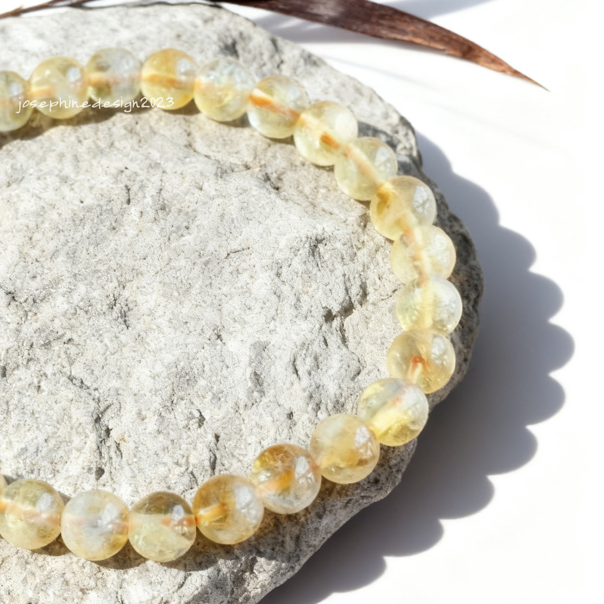 Natural Citrine Stone Bracelet 6mm Gemstone Healing Reiki Stretch Bracelet Gift