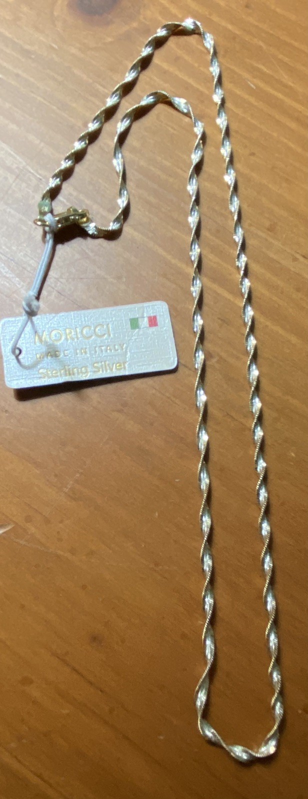 Sterling Silver 925 Moricci Two-Tone Twisted Herringbone Necklace 18” Italy NWT