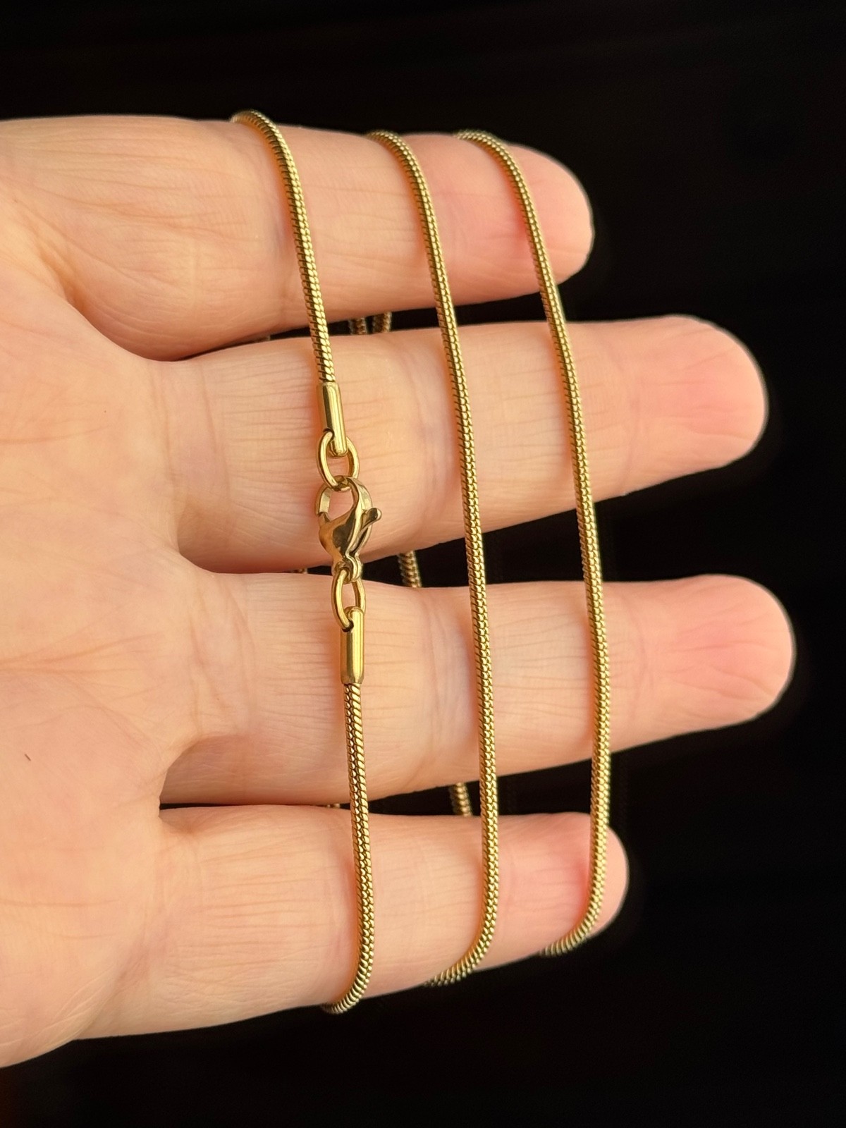 14K Gold Plated Stainless Steel Snake Chain Necklace (1mm, 1.5mm )