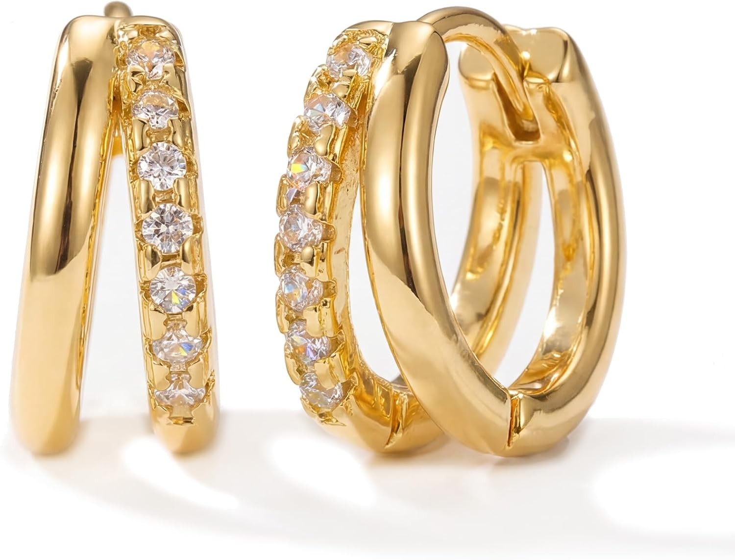 Gold Small Hoop Earrings for Women Trendy Dainty 14K Gold Huggie Hoop Earrings S