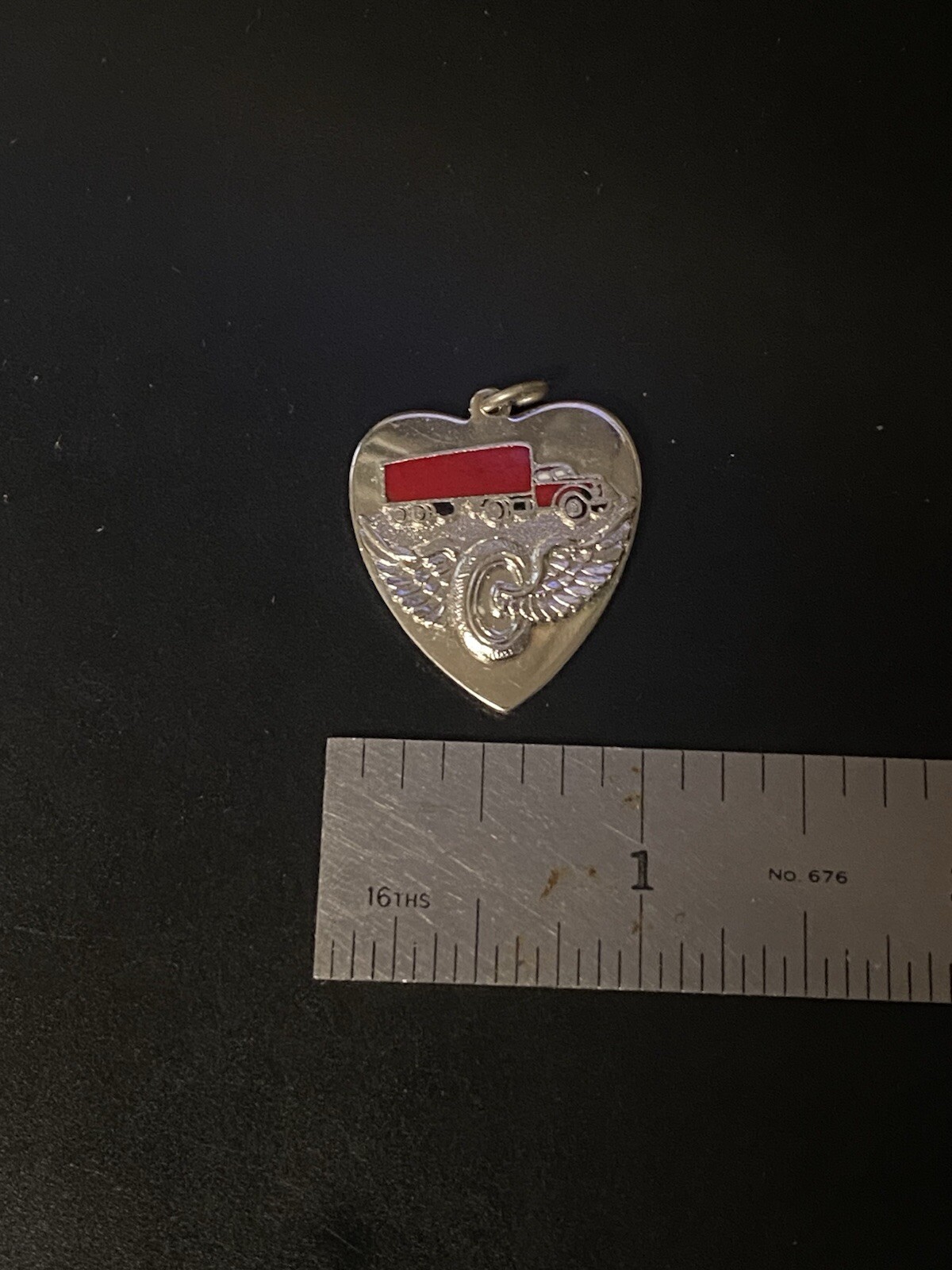 Heart Shape Red Delivery Truck Hauler Chrome Pendant