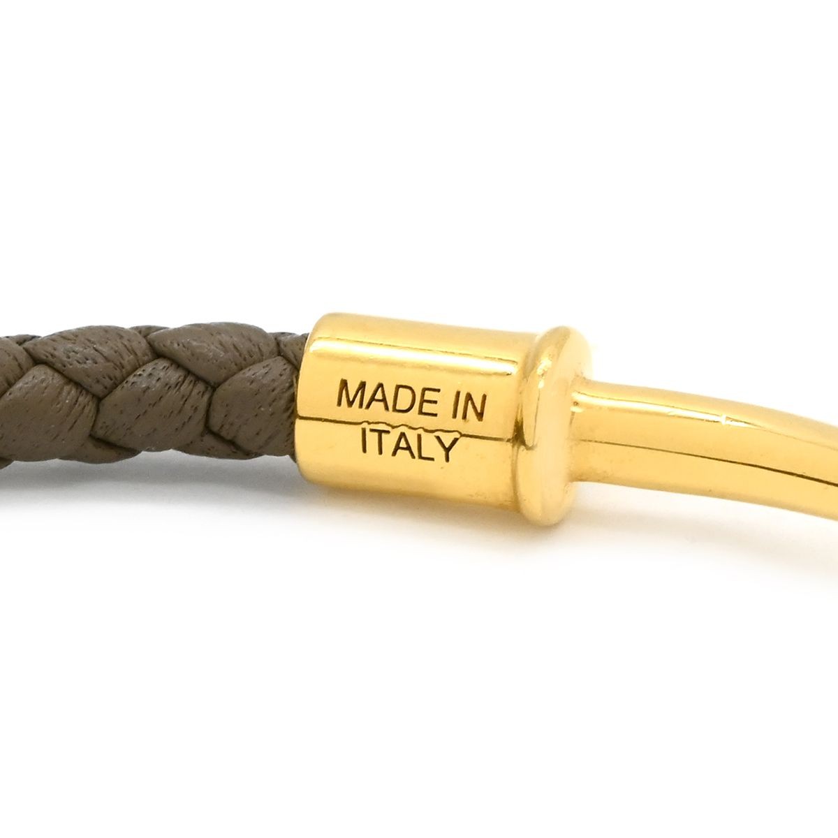 HERMES Jumbo Braided Leather Bracelet Etoupe Gold GP 17cm 6.7in Pre-owned