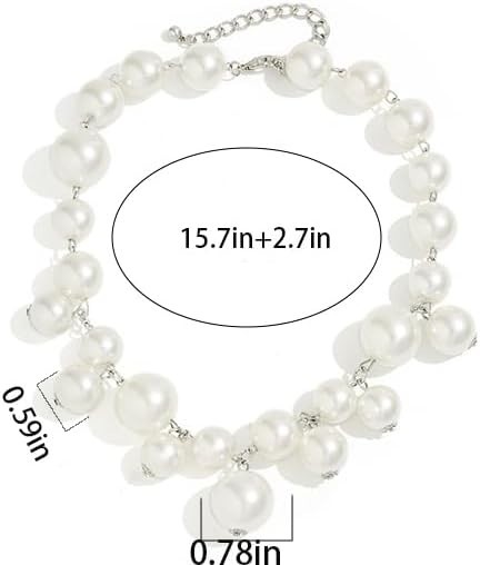 Faux Pearl Necklace for Women Big Chunky Necklace…