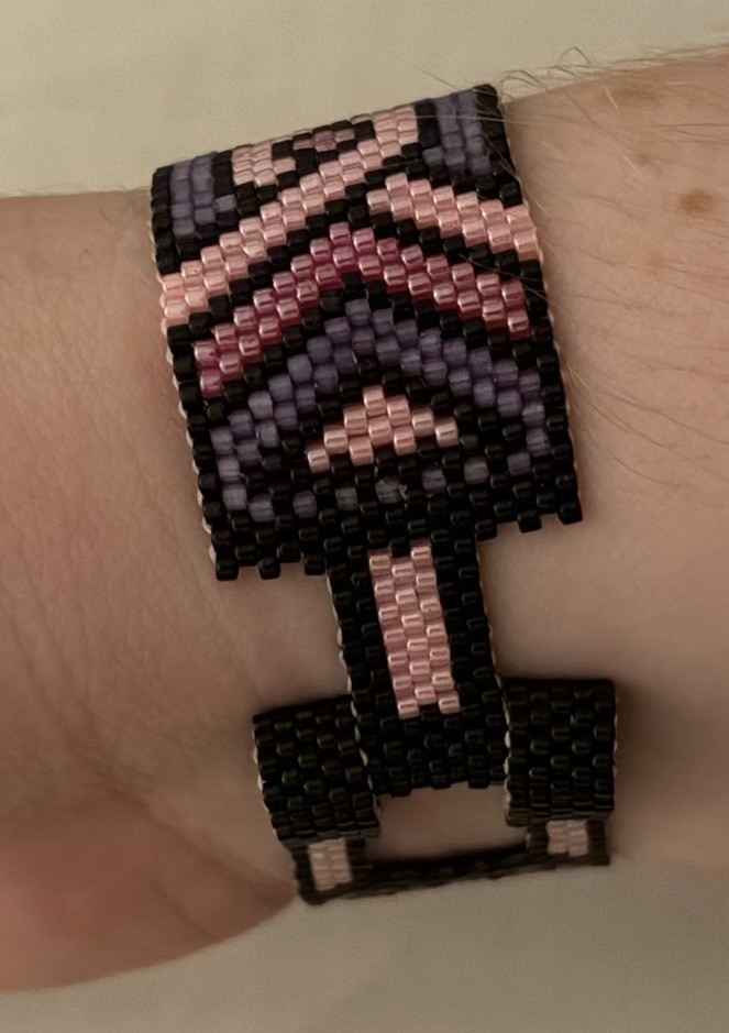 Handmade Miyuki Delica Bead Geometric Cuff Bracelet Toggle Closure