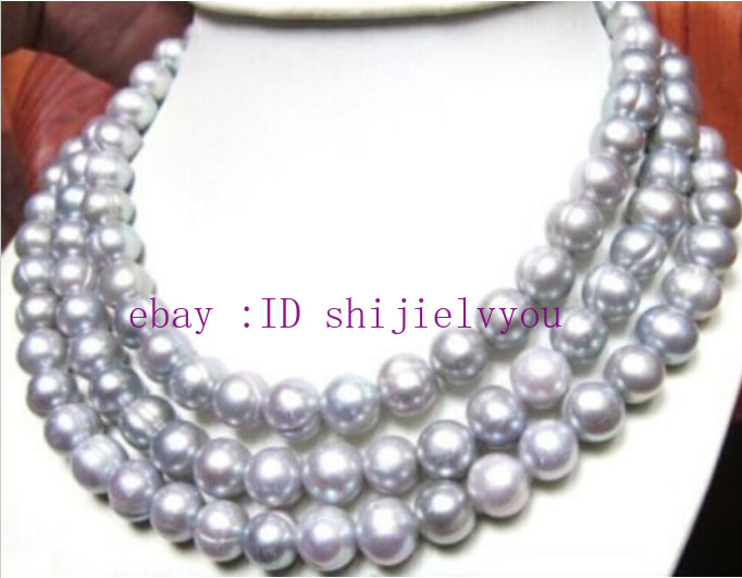 AAA+ 50 INCH 7-8MM South Sea Gray Pearl Necklace 14k GOLD CLASP