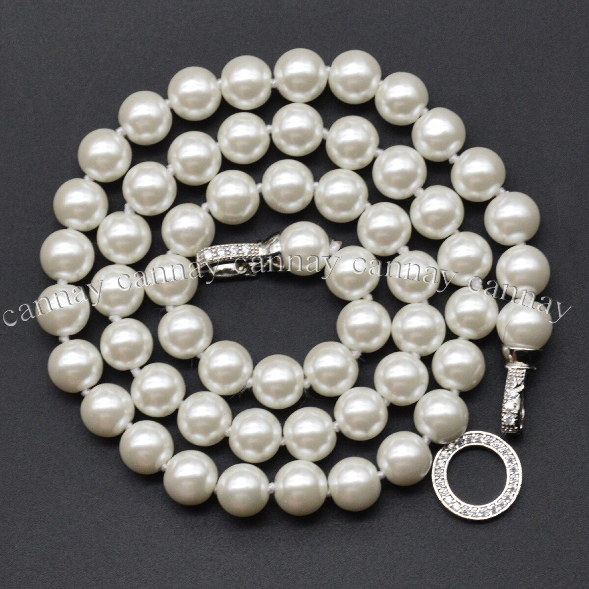 2Rows 6mm 8mm South Sea White Shell Pearl Faux Pearl Round Beads Necklace 18-20″