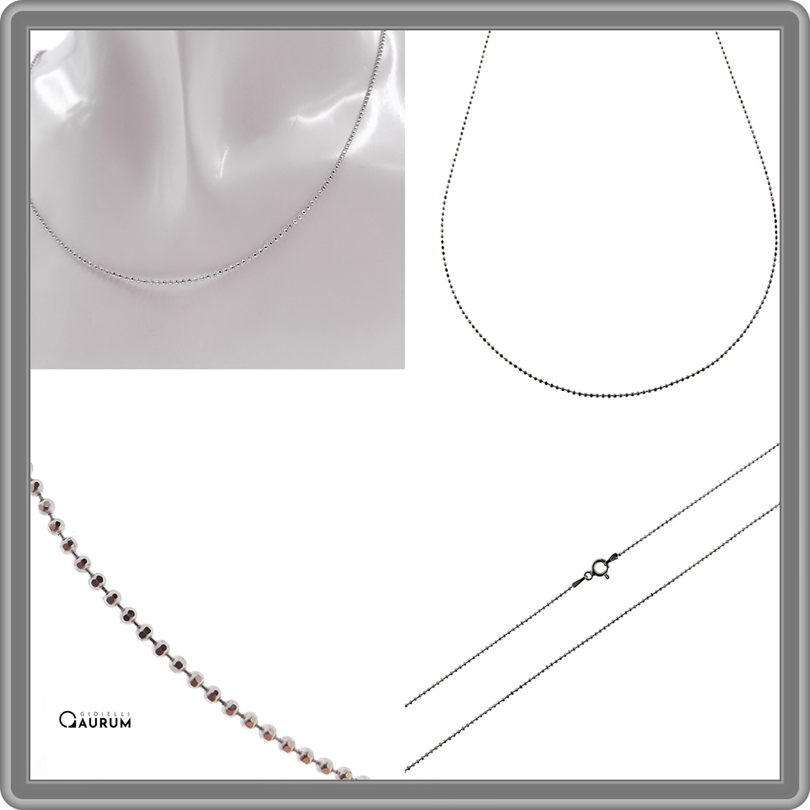 925 Silver Balls Chain Necklace Chain Balls Balls Men Women Various Sizes