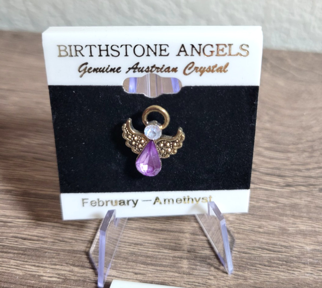 FEBRUARY BIRTHSTONE GUARDIAN ANGEL FASHION PIN FREE MINI PIN NEW GOLD OR SILVER