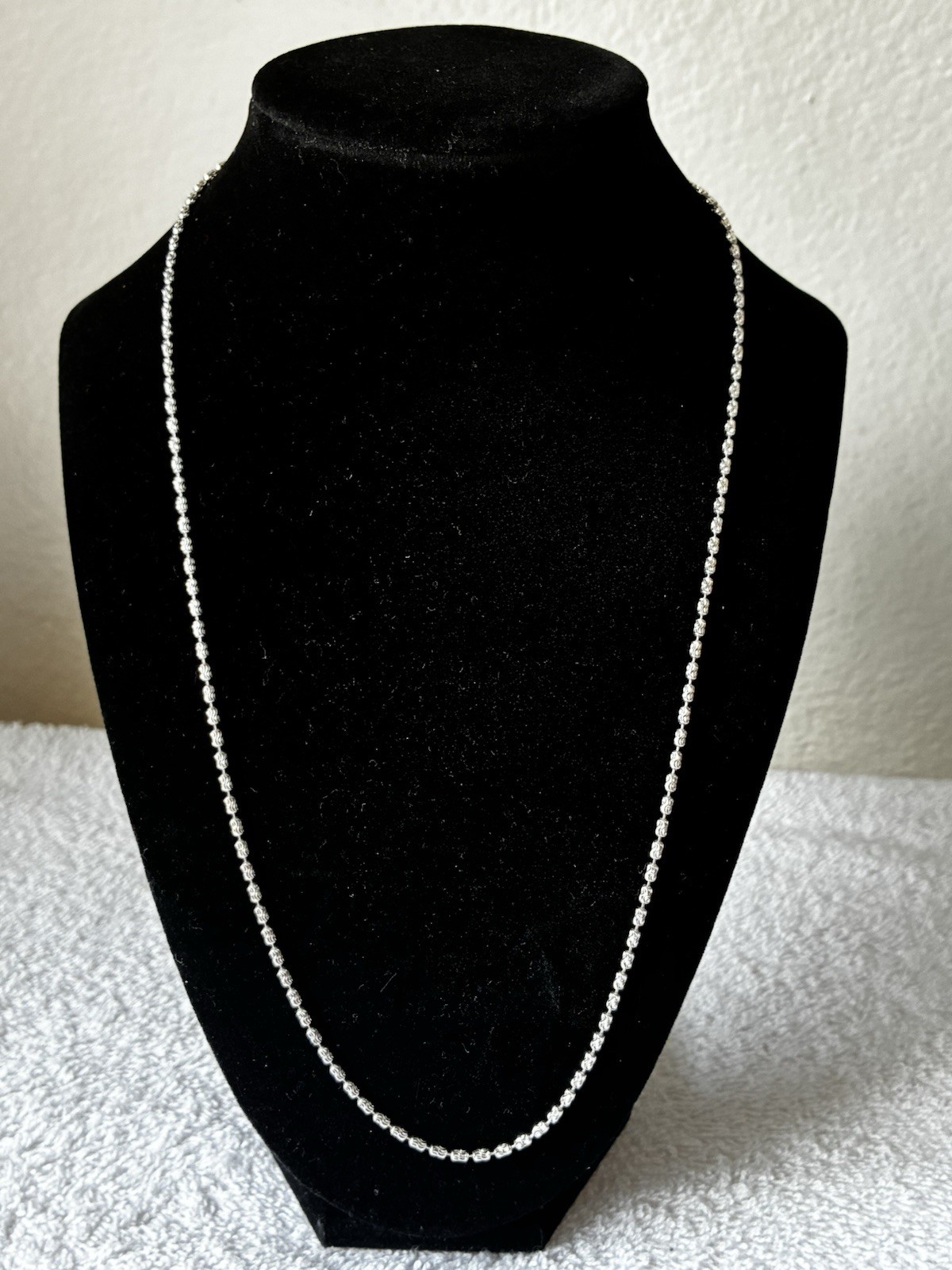 925 Sterling Silver Barrel Link Chain/ Rhodium finish 22” 1.8mm