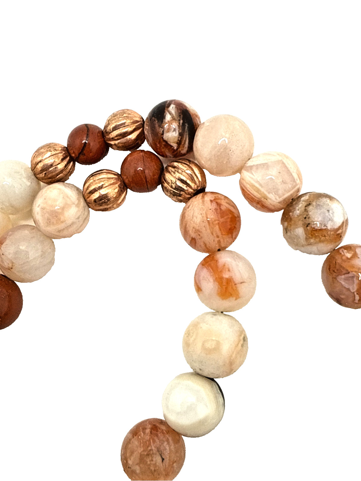 Artisan Pink Rosetta Jasper Necklace Beaded Moss Agate Stone Pendant Boho 23″
