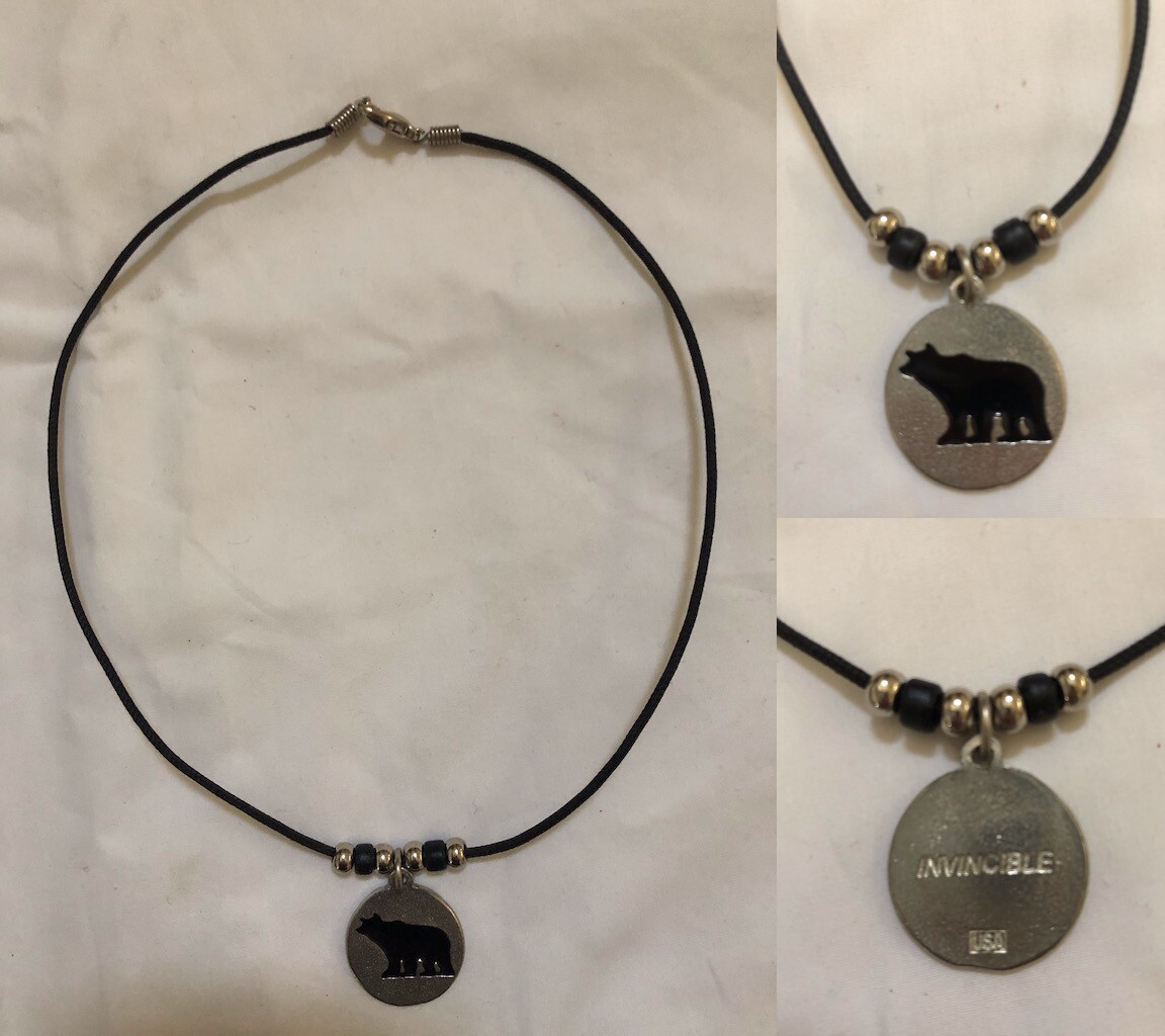 Made in USA Native American Hand Crafted Black Silver Necklace INVINCIBLE New